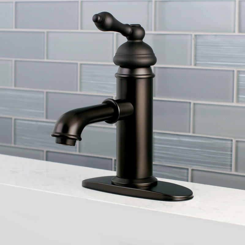 Kingston Brass American Classic Single-Handle 1-Hole Deck Mount Bathroom Faucet with Brass Pop-Up, Oil Rubbed Bronze