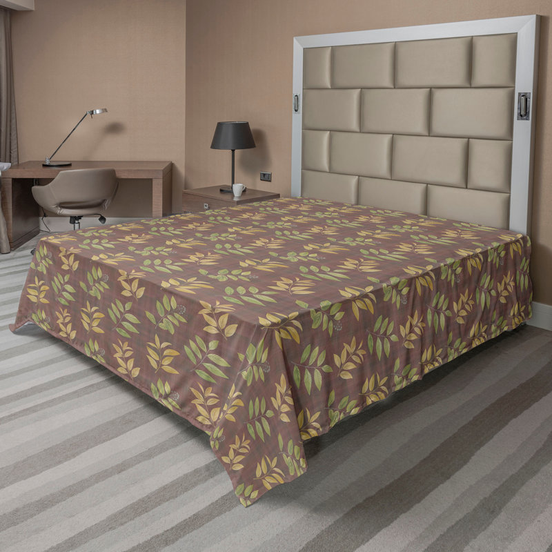 Drap plat Ambesonne Nature Art, Drap plat pour taille de lit très grand californi