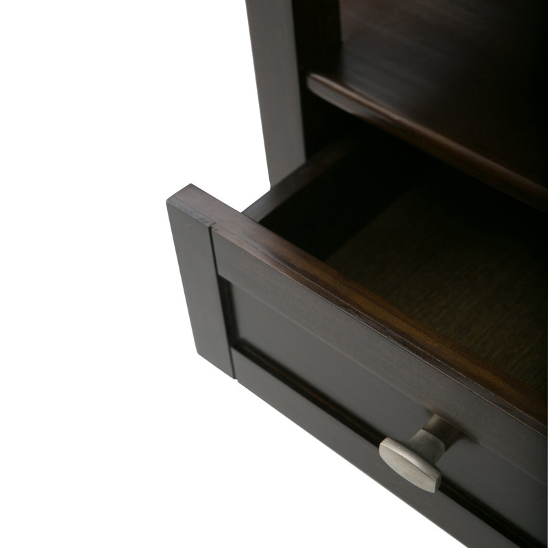 Tobacco Brown Rustic Solid Wood End Table with Storage