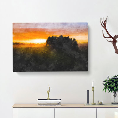 Sunrise over a Meadow - Wrapped Canvas