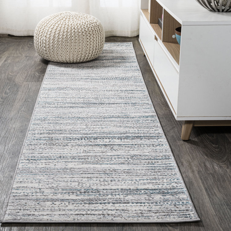 Asahn Loom Modern Strie' Gray/Turquoise Rug