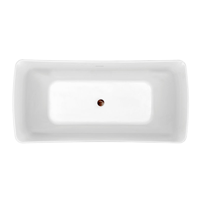 Baignoire de trempage autoportante en acrylique 62 "avec drain et plateau en bambou 62" Streamline, Bronze huilé mat