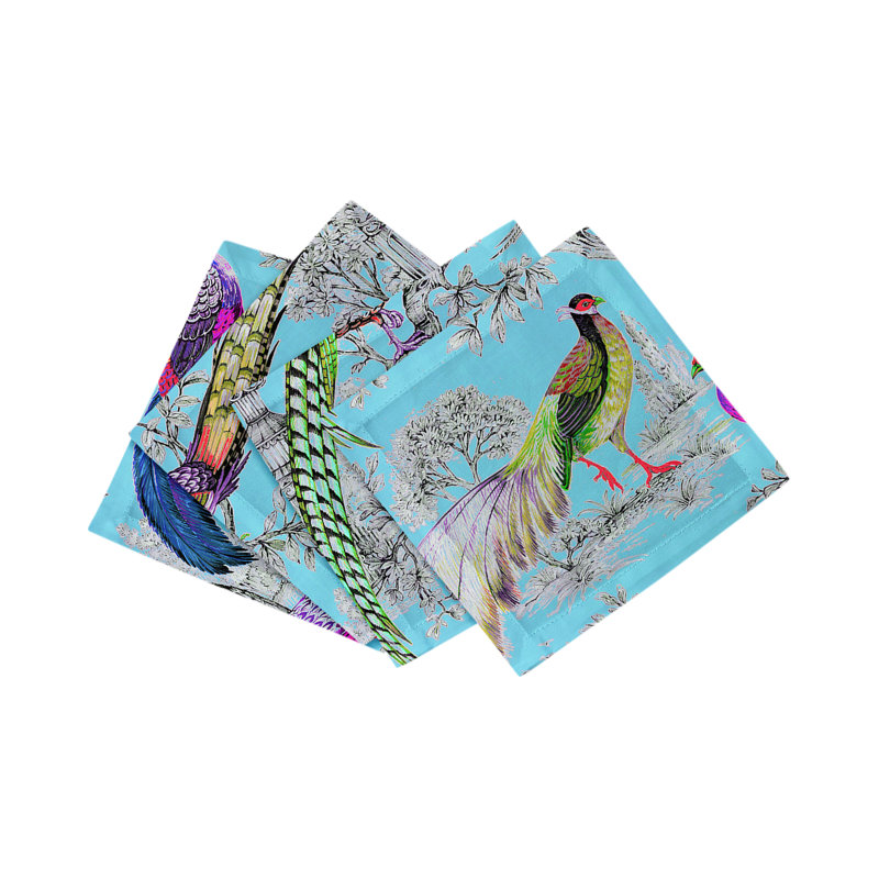 Pheasant Fall Sauvage Cotton Sateen Cocktail Napkins, Orleans