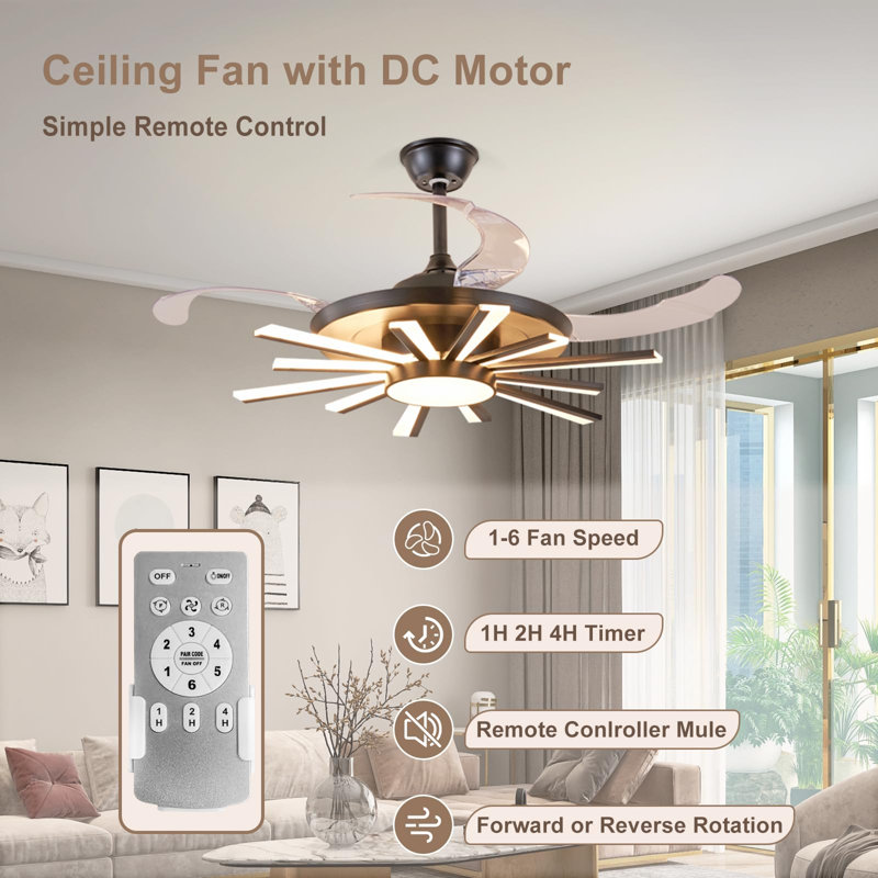 Asbey Ceiling Fan with LED Lights, 40.94"