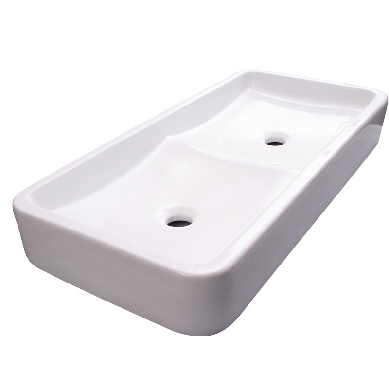 Lavabo de salle de bain vasque rectangulaire en porcelaine vitreuse Rosalie