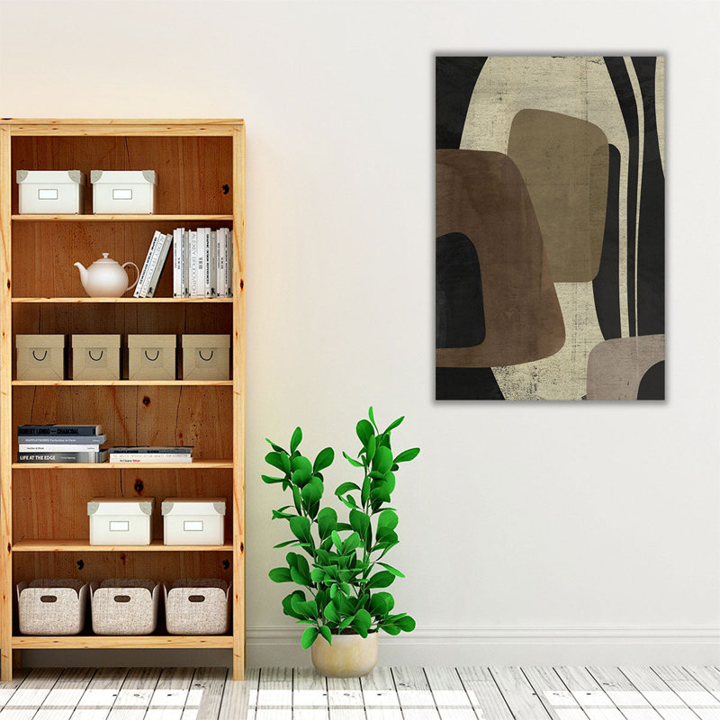 Art abstrait minimaliste encadré | Collage rétro II, H 30 po x l 20 po