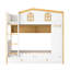 Lit superposé en forme de maison moderne Kairox avec tablettes et tiroirs de rangement, garde-corps, solution de sommeil loft ludique-126554042