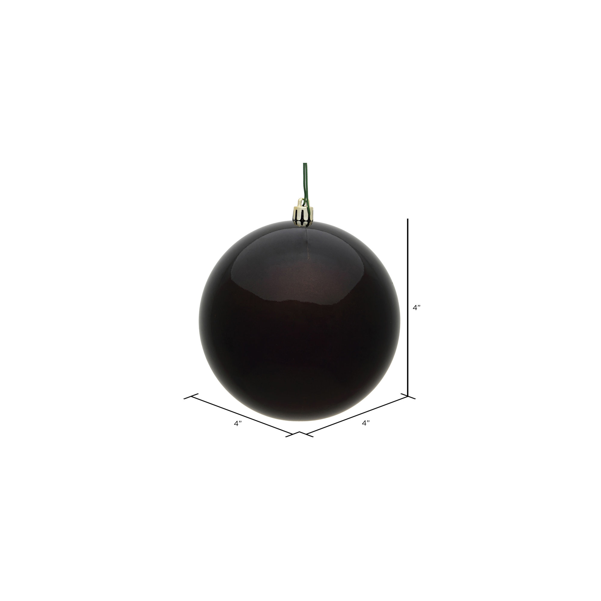 Holiday Décor Ball Ornament, Chocolate, 4" H x 4" W x 4" D