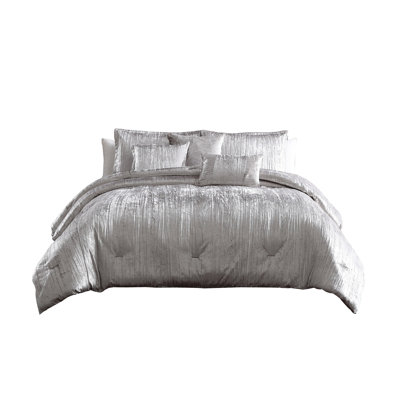 Ensemble d'édredon en tissu argenté 7 pièces 