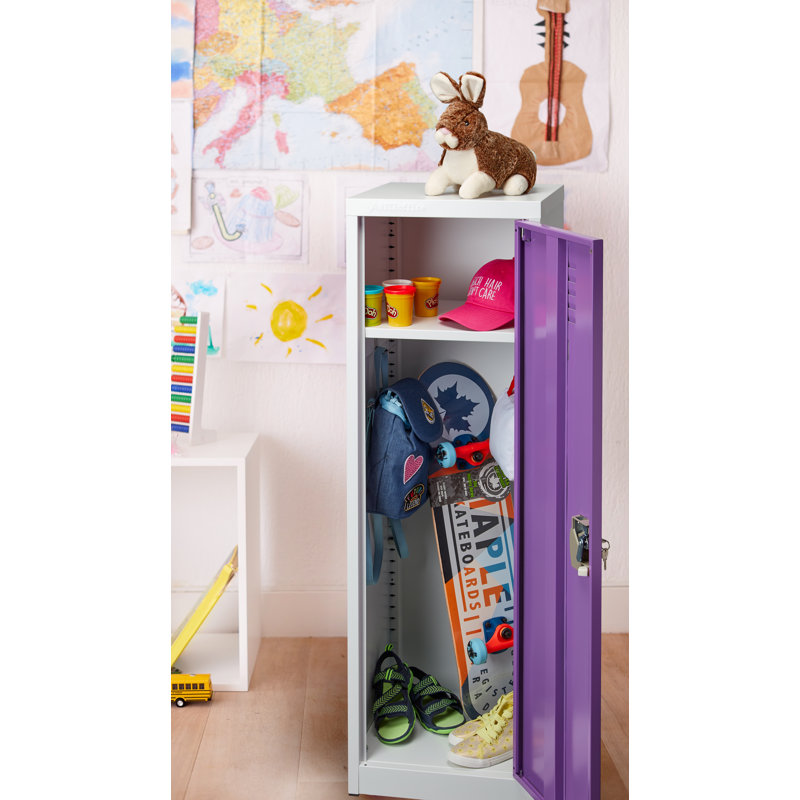 48-Inch Purple Steel Freestanding Office Locker with Adjustable Shelving