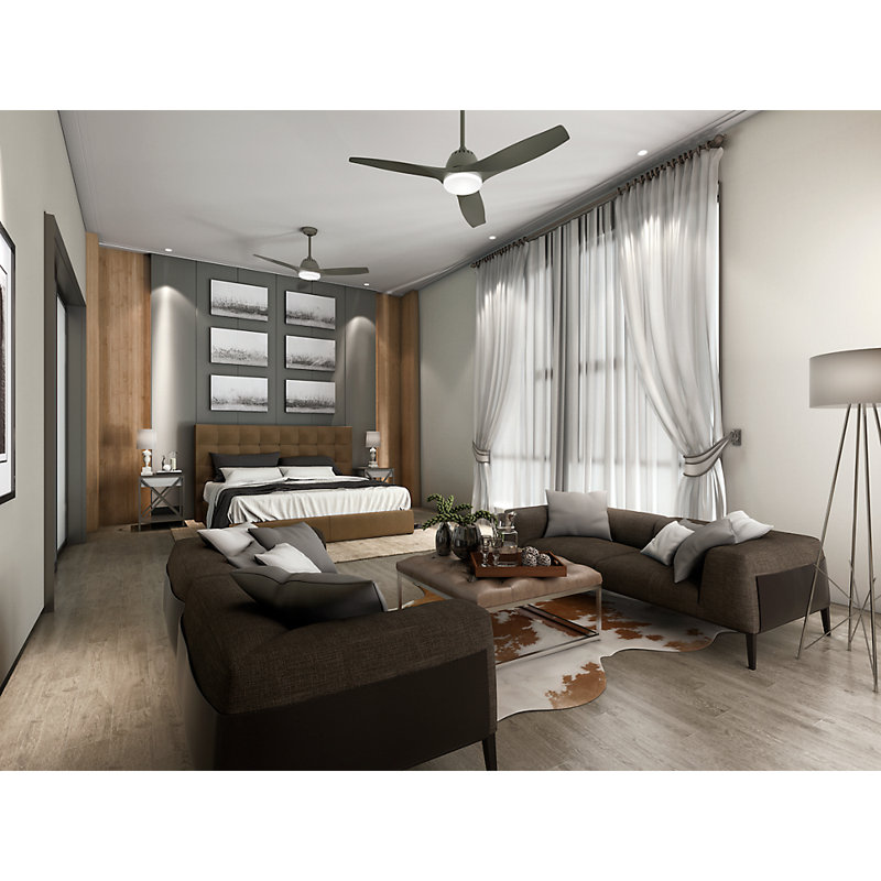 52" Wisp 3 - Blade LED Standard Ceiling Fan with Remote Control and Light Kit Included, Pewter/Pewter