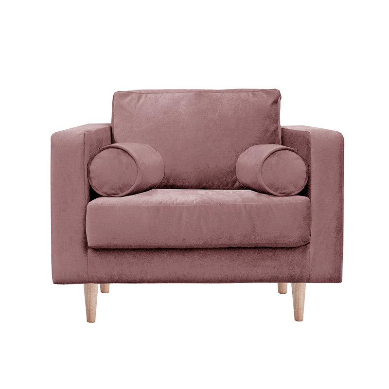 Boubacar Upholstered Armchair, Lavender, Natural