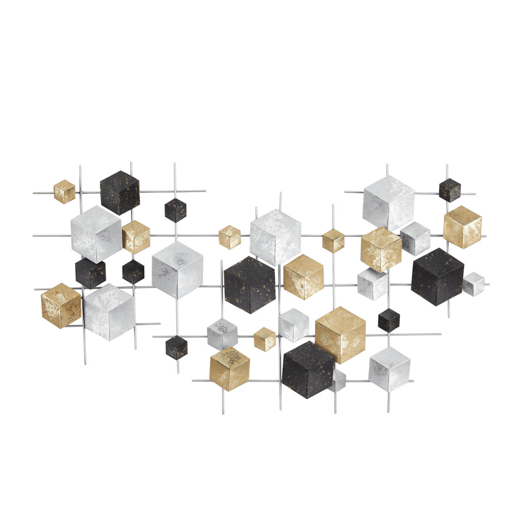 Metal 3D Cube Relief Geometric Multi Colored Wall Decor Mercer41