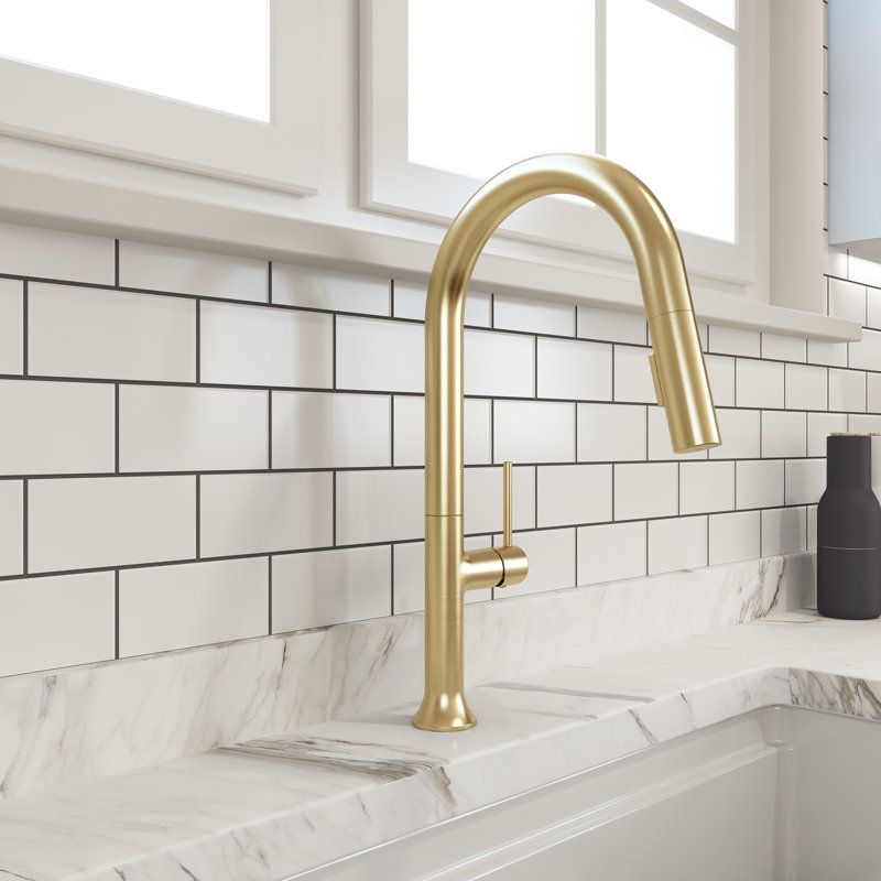 BOCCHI Pull Down Kitchen Faucet, Brushed Gold