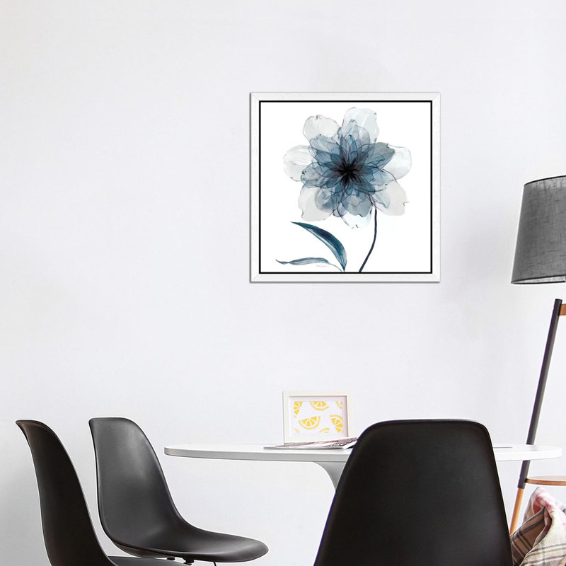 Indigo Bloom II by Carol Robinson - Painting on Canvas, 93.98 cm H x 93.98 cm W, White Floater Framed