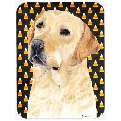Planche à découper en verre à caroline de labrador Halloween Candy Corn