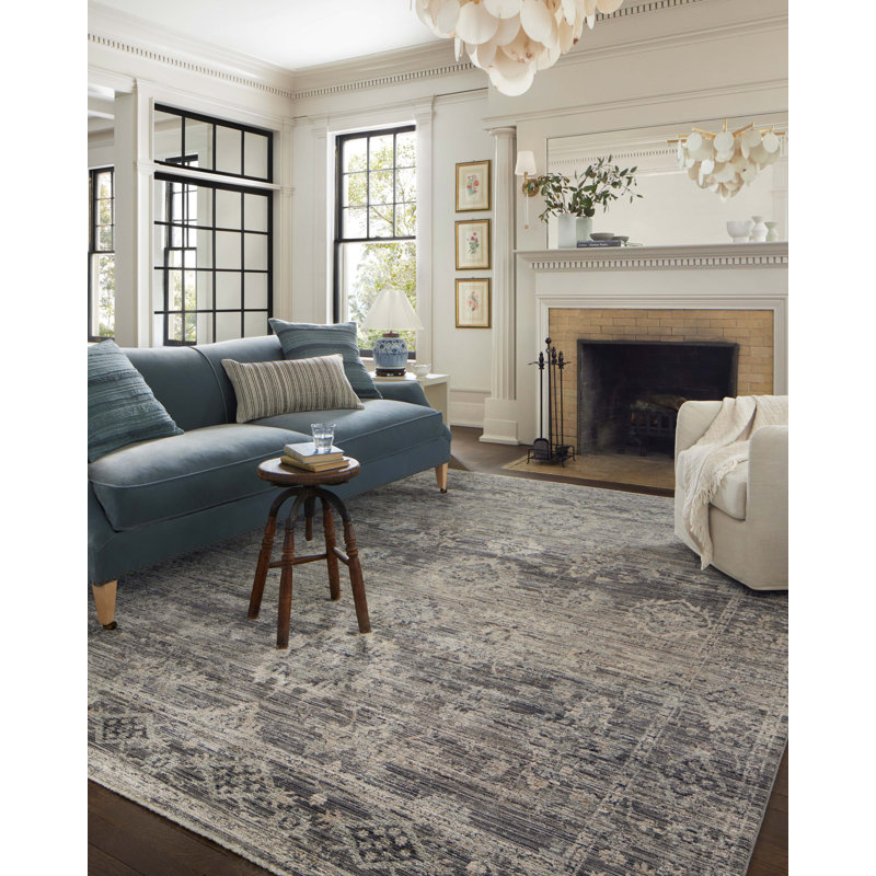 Jean Stoffer x Loloi Katherine Graphite / Jade Area Rug, Rectangle 5'3" x 7'9"