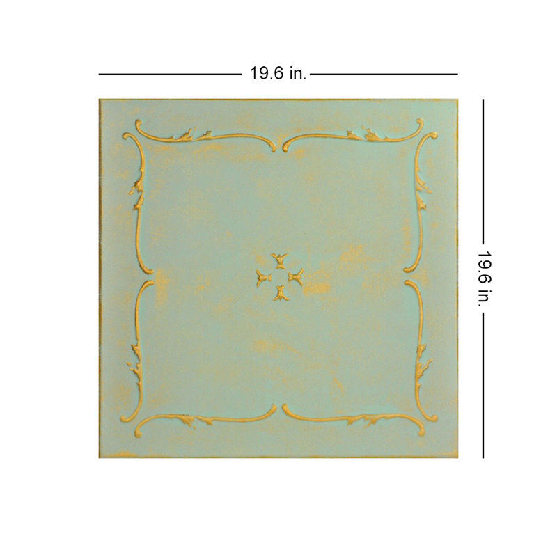 Carreau de plafond en polystyrène collé 1,6 pi x 1,6 pi Spring Buds, Mousse dorée