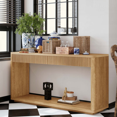 Elowen 60" Console Table With 2 Drawers, Wood Sofa Table For Entryway Hallway Living Room