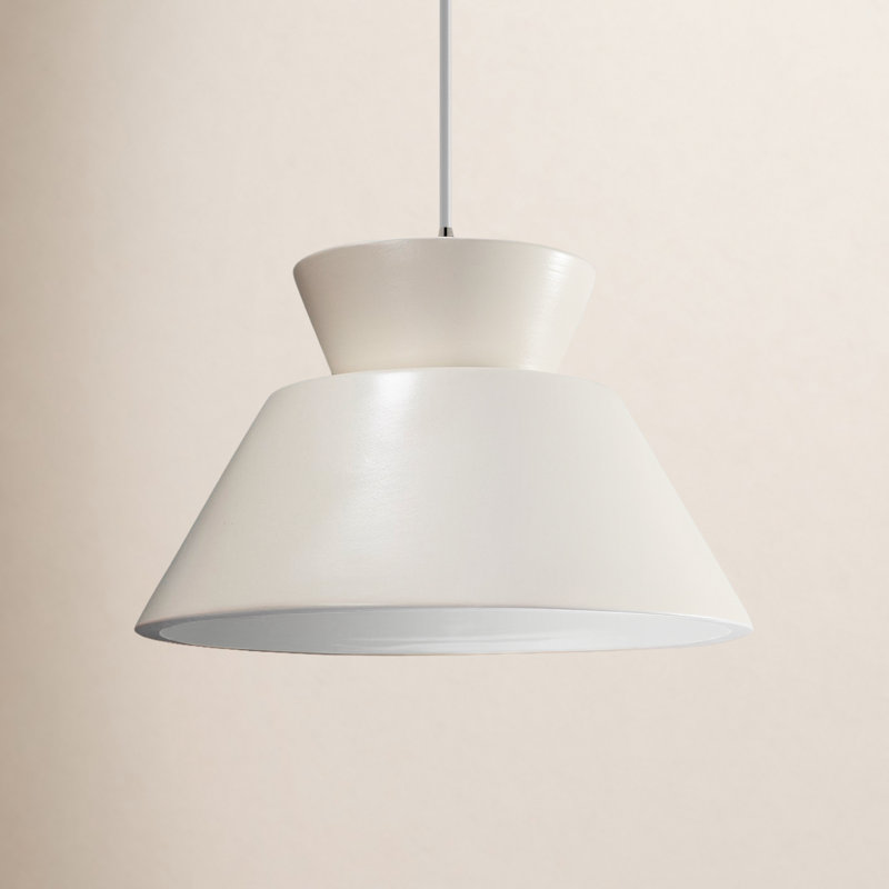 Logan 1 - Light Single Geometric Pendant, Incandescent (Not Included), Brushed Nickel/White Cord, Matte White