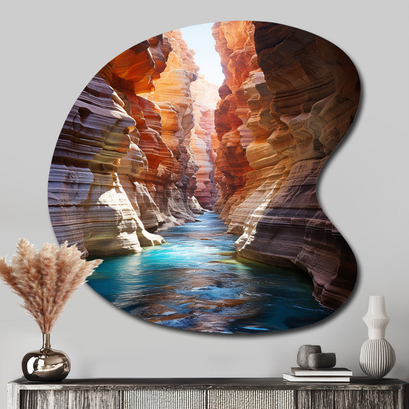 Gullens Canyon Antelope Turquoise Drips - Canyon, forme asymétrique, art mural en métal, H 33 po x l 33 po