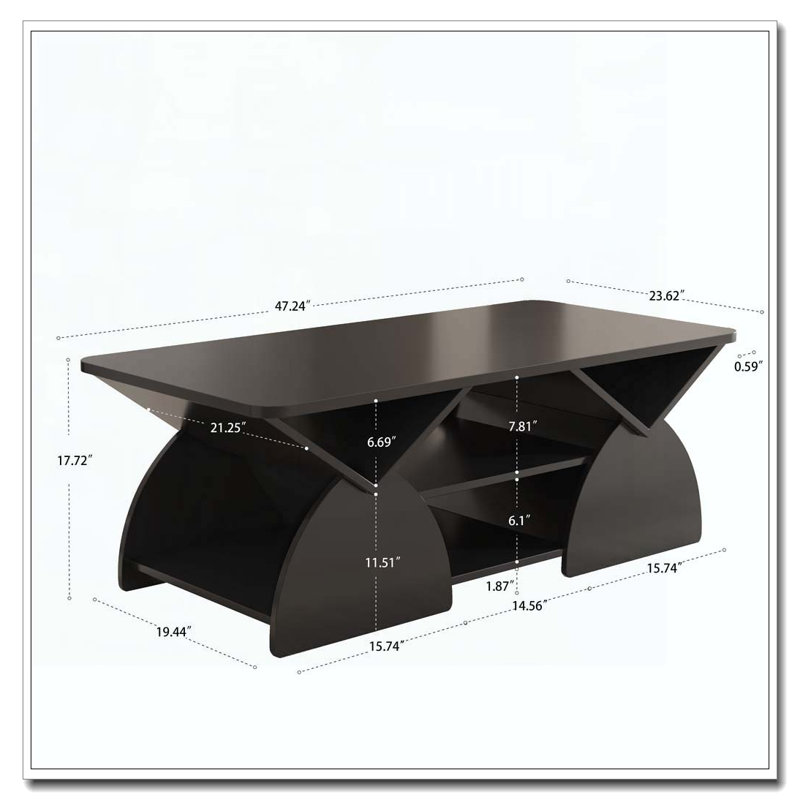 Rectangular Coffee Table For Living Room, Black