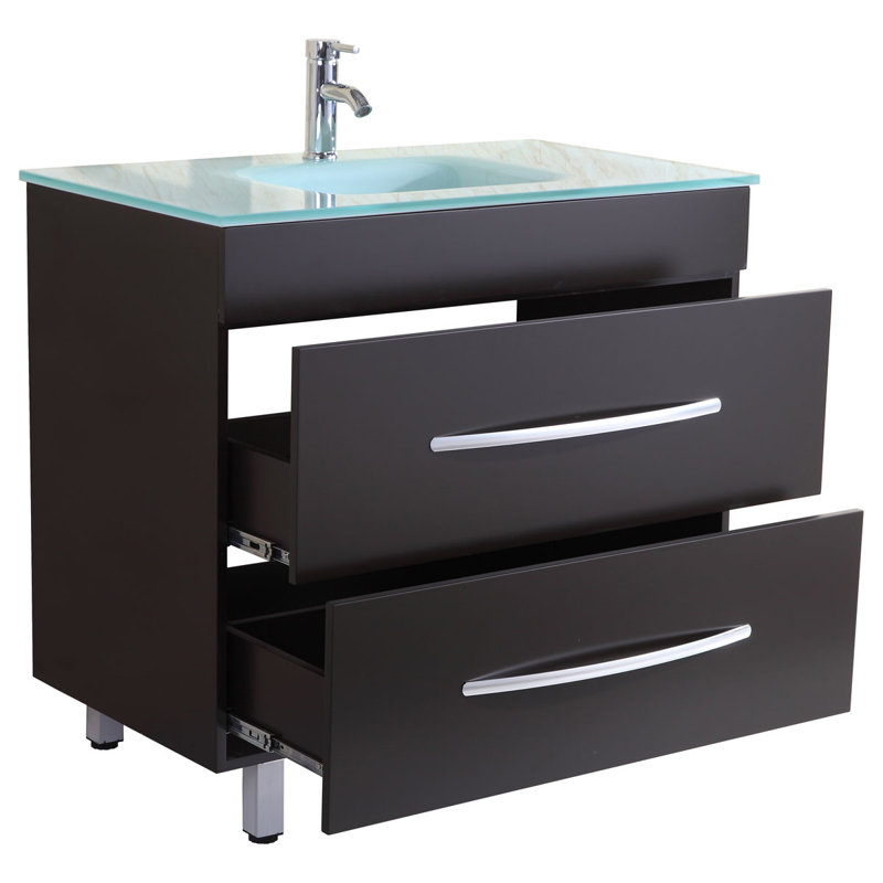 Meuble-lavabo simple l 35,5 po x P 20,5 po x H 33,5 po Marguez, Vert et bleu