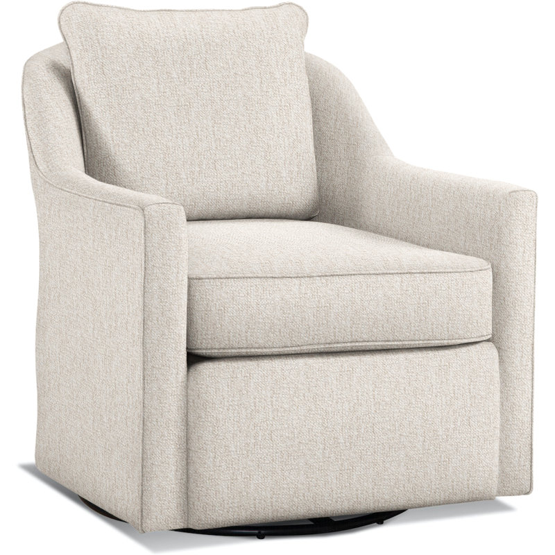 Leighton Upholstered Swivel Armchair, Snow Crypton Performance Polyester Blend