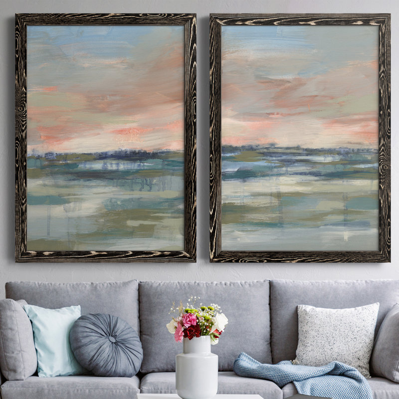 Vast Marsh I - ensemble de 2 peintures encadrées, Toile avec cadre noir, H 43,5 po x l 31,5 po x P 1 po