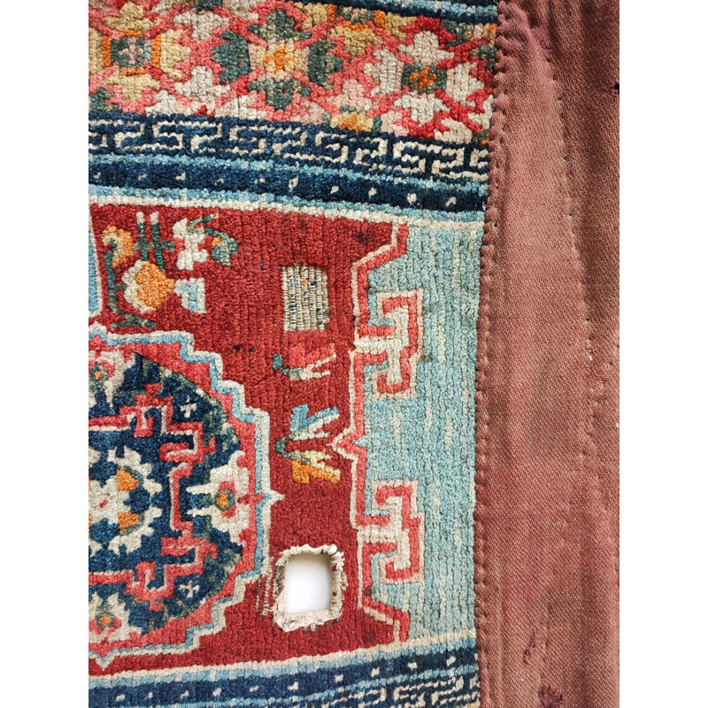 Antique Chinese Wool Coral / Salmon Pink Hand Knotted Pile Rug