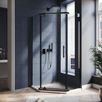 Neo-angle shower enclosure with base 36.5" x 36.5" D x 72" H