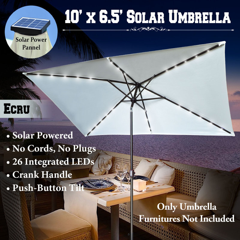 Parasol rectangulaire avec éclairage de 10 pi x 6,5 pi Neoshia, Écru