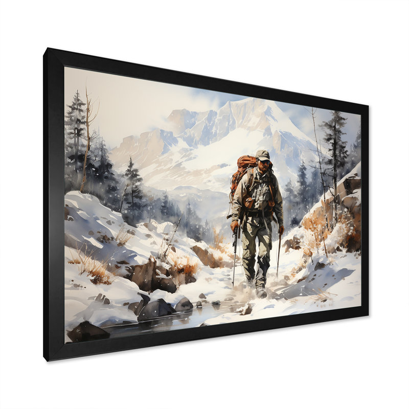 Randonnée dans les Alpes françaises sur toile, Cadre simple noir, H 24 po x l 32 po x P 1 po
