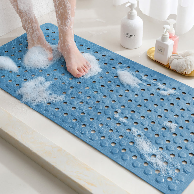 Tapis de douche Aatos, Bleu, L 16 po x L 35 po