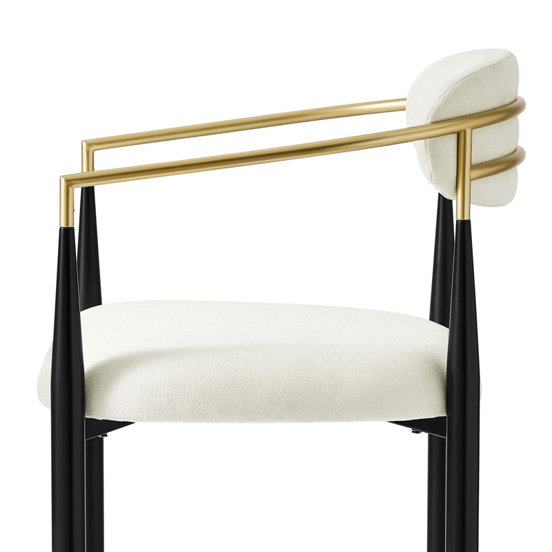 Ensemble de 4 tabourets de comptoir Velora 25,8 po avec accoudoirs dorés Velora, Blanc