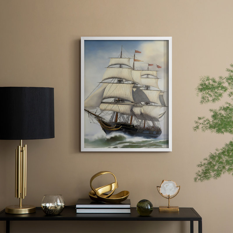 NAUTICAL Series LXIX, reproduction encadrée - bois massif, H 11 po x l 9 po, Blanc