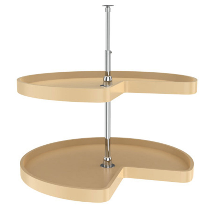 Polymer Kidney-Shaped 2-Shelf Lazy Susans for Corner Base Cabinets, Almond, 28" W