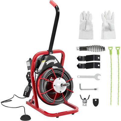 Professional Electric Drain Cleaner Machine – 50FT Pipe Cleaning Auger with 4 Cutters