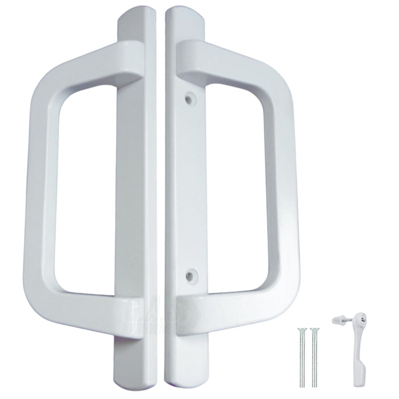 Ensemble de poignées de porte de patio coulissantes GPT - espacement des trous de 3-15 / 16 po, Blanc