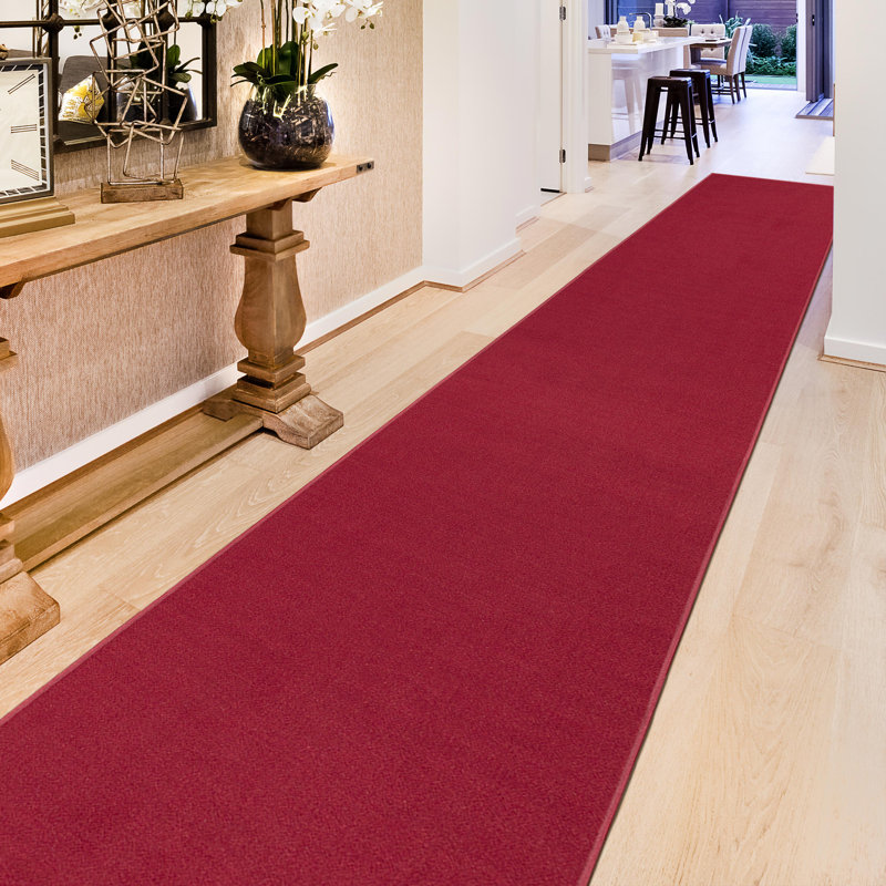 Ottohome Red Runner Rug, Runner 2'7" x 12', Red