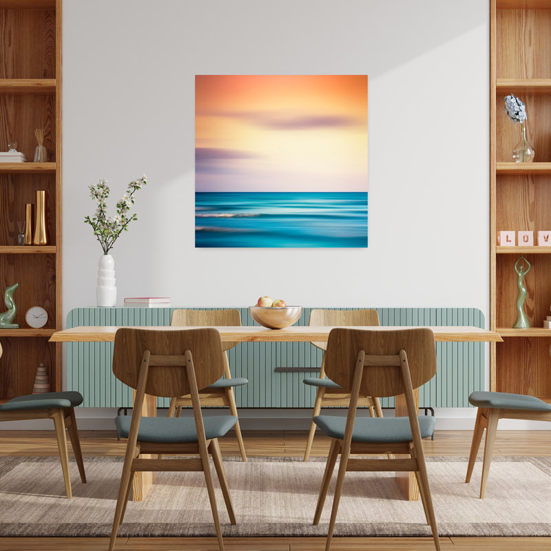 Coucher de soleil scintillant, art abstrait côtier contemporain, H 36 po x l 36 po