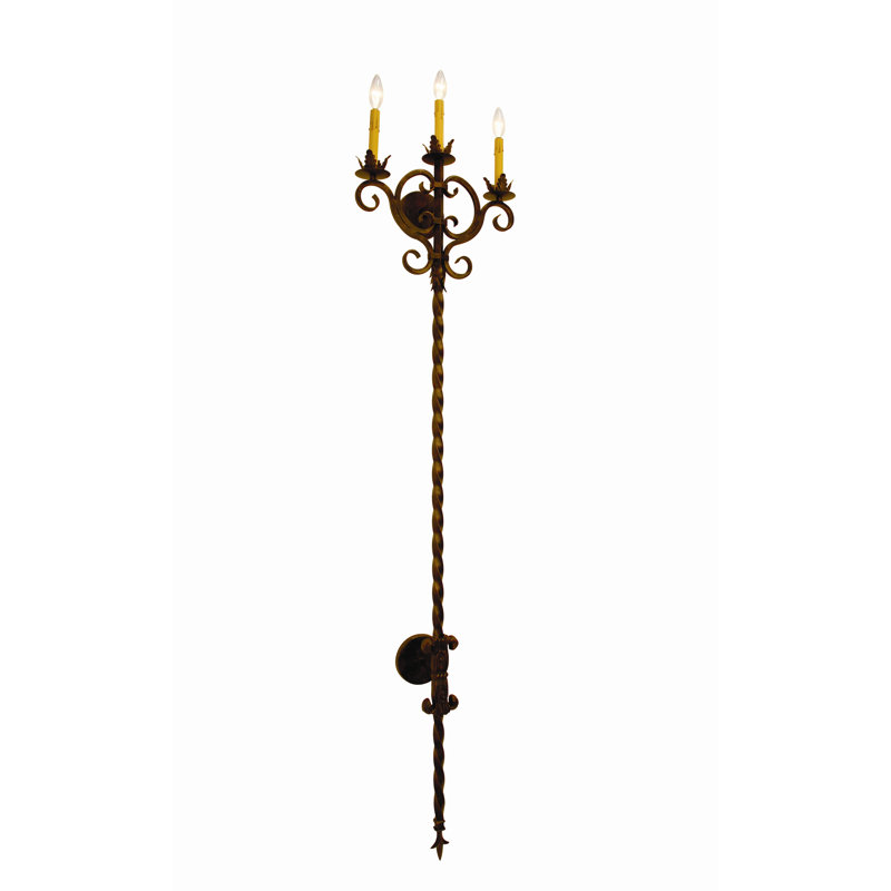 Palmira 3 - Light Candle Wall Light, Gilded Tobacco, No Shade