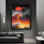 Art mural décoratif moderne dans un cadre en bois noir surfant sur une vague avec un cadre en bois noir élégant, décoration murale moderne pour la cuisine de bureau