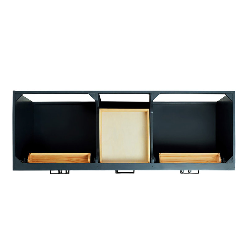 60" Double Bathroom Vanity Base Only, Matte Black, Midnight Blue