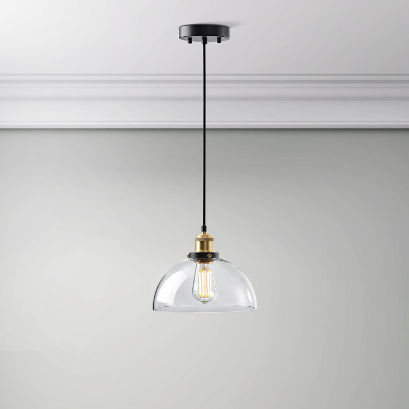 Bracondale 1 - Light 9.7" Antique Gold and Black Dome Pendant