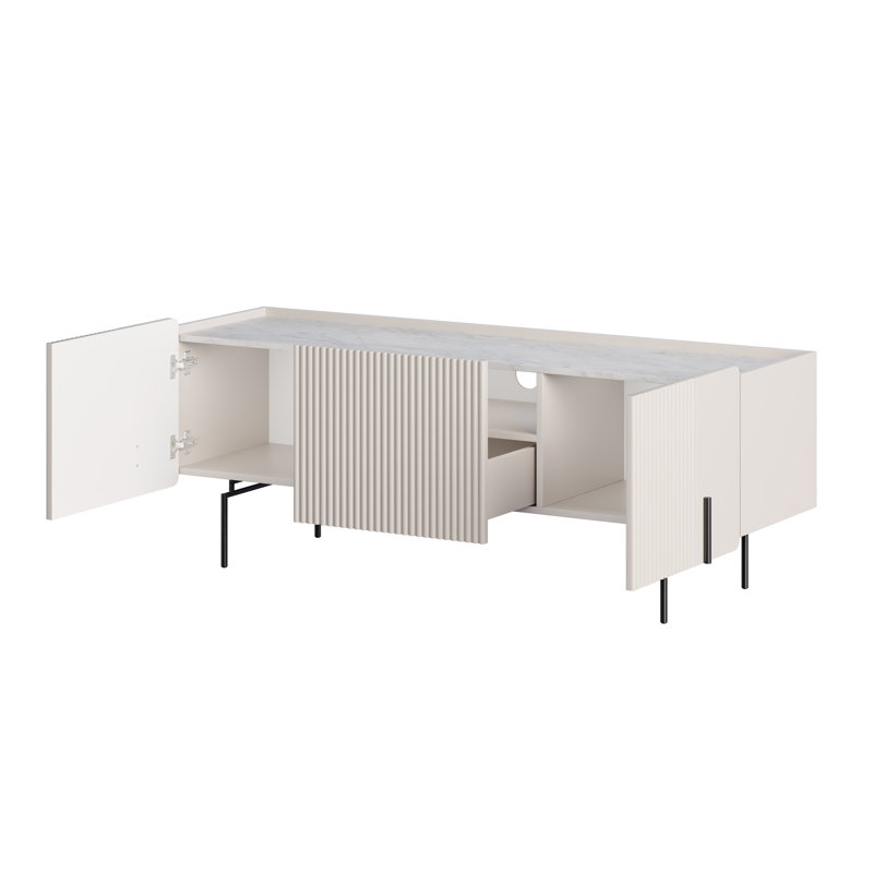 Ostrander Unfinished TV Stand for TVs up to 55", Cashmere /Black