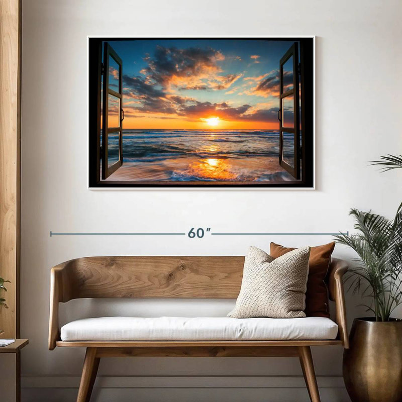 Fenêtre sur le Marcum du Pacifique, 46 po x 31 po, Cadre flottant blanc