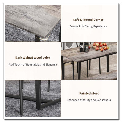 6-Piece Dining Set with Steel Frame and Space-Saving Design