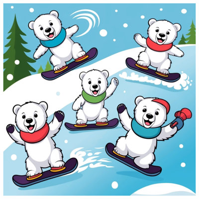 Polar Bears Snowboarding Comforter