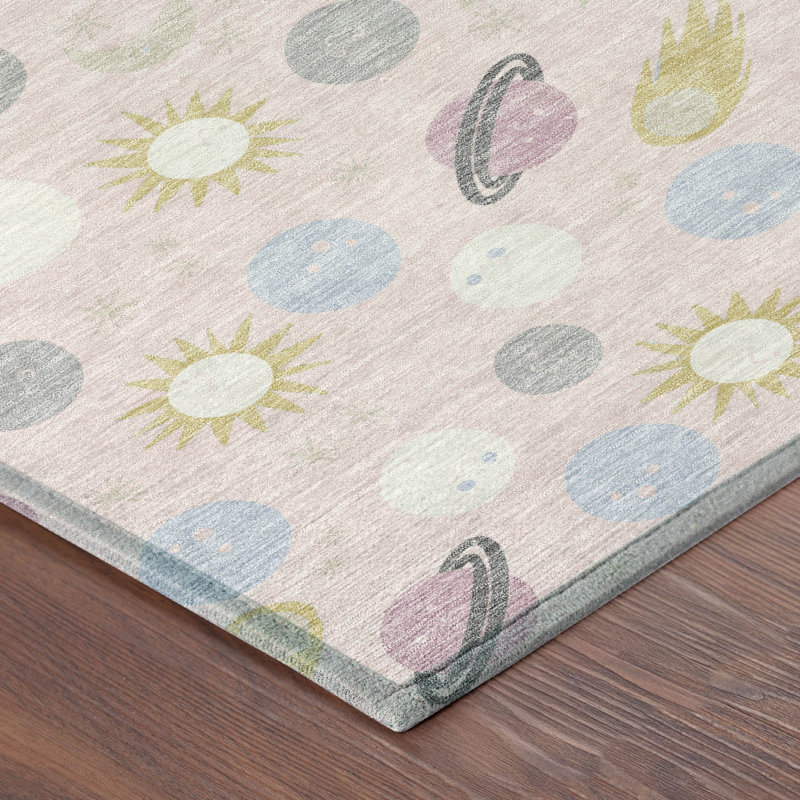 Machine Washable Indoor/Outdoor Chantille ACN2581 Kids Rug, 3' x 5', Pink